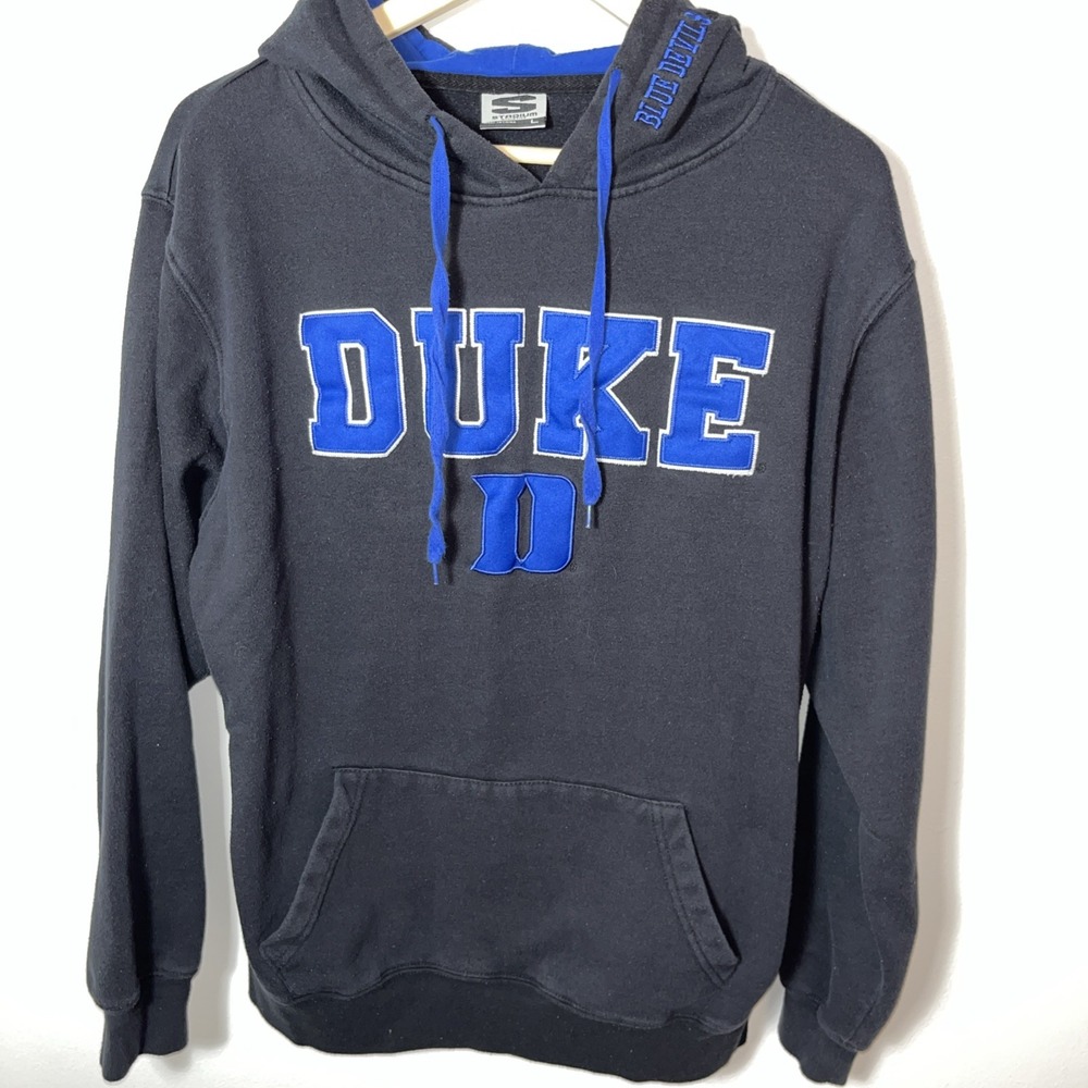Stadium Athletics Duke Blue‎ Devils Hoodie Mens Large Black Blue Tackle Twill L